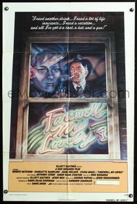 3d262 FAREWELL MY LOVELY 1sheet '75 cool David McMacken artwork of Robert Mitchum smoking in window!