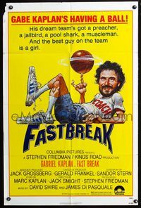 3d263 FAST BREAK one-sheet poster '79 basketball, Gabe Kaplan's having a ball, cool Jack Davis art!