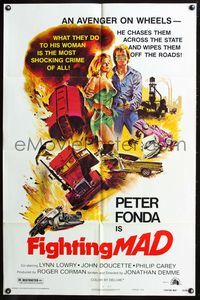 3d272 FIGHTING MAD style B one-sheet poster '76 Jonathan Demme, cool art of Peter Fonda w/babe!