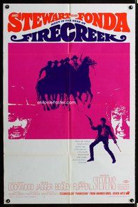 3d274 FIRECREEK one-sheet movie poster '68 James Stewart & Henry Fonda meet in the heat of it all!