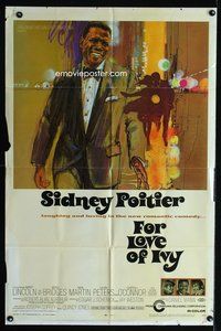 3d286 FOR LOVE OF IVY one-sheet movie poster '68 Daniel Mann, cool artwork of Sidney Poitier!