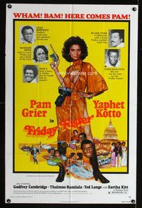 3d300 FRIDAY FOSTER one-sheet '76 artwork of sexiest Pam Grier with gun and camera, Yaphet Kotto