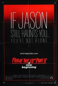 3d301 FRIDAY THE 13th PART V one-sheet poster '85 Jason still haunts you, slasher horror sequel!