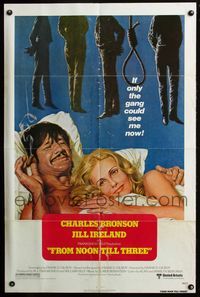 3d303 FROM NOON TILL THREE style A one-sheet '76 wanted Charles Bronson smoking in bed with Ireland!