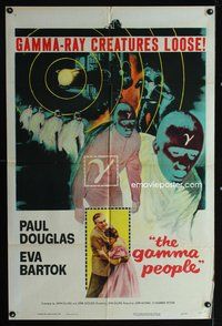 3d311 GAMMA PEOPLE one-sheet '56 G-gun paralyzes nation, great image of hypnotized Gamma people!