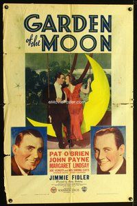 3d314 GARDEN OF THE MOON moon style one-sheet poster '38 Pat O'Brien, John Payne, Margaret Lindsay