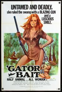 3d316 GATOR BAIT one-sheet poster '74 Beverly Sebastion, Claudia Jennings, half animal, all woman!