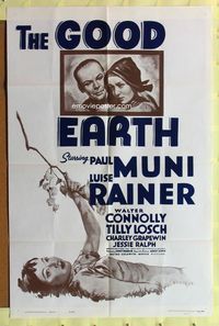 3d339 GOOD EARTH one-sheet poster R62 Asian Paul Muni & Luise Rainer, from Pearl S. Buck novel!