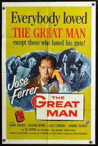 3d346 GREAT MAN style A one-sheet movie poster '57 cool art of smoking Jose Ferrer, Julie London