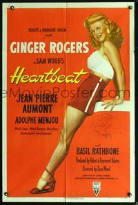3d371 HEARTBEAT style A signed one-sheet movie poster '46 super sexy Ginger Rogers!