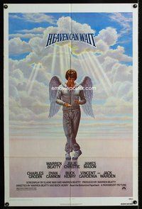 3d374 HEAVEN CAN WAIT one-sheet poster '78 art of angel Warren Beatty wearing sweats, football!