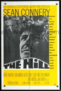 3d388 HILL one-sheet movie poster '65 directed by Sidney Lumet, great close up of Sean Connery!