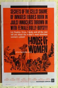 3d398 HOUSE OF WOMEN one-sheet poster '62 Walter Doniger, women's prison, wild female convicts!