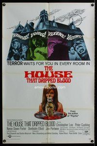3d399 HOUSE THAT DRIPPED BLOOD one-sheet movie poster '71 Christopher Lee, Vampires! Voodoo! Vixens!