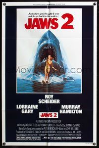 3d436 JAWS 2 one-sheet movie poster '78 just when you thought it was safe to go back in the water!