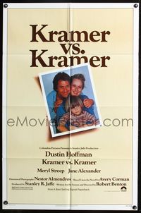 3d460 KRAMER VS. KRAMER one-sheet movie poster '79 Dustin Hoffman, Meryl Streep, family photo image!