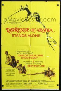 3d481 LAWRENCE OF ARABIA one-sheet movie poster R71 David Lean classic starring Peter O'Toole!