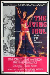 3d503 LIVING IDOL one-sheet poster '56 sexy artwork of bound girl, cool adventure in reincarnation!