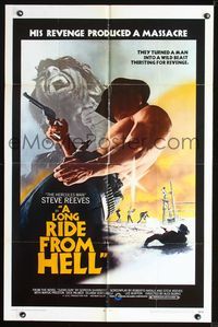 3d506 LONG RIDE FROM HELL one-sheet '68 Vivo per la tua Morte, Steve Reeves, cool gunslinger image!