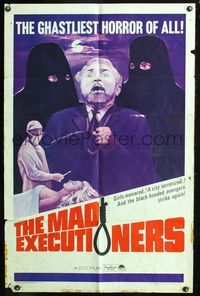3d529 MAD EXECUTIONERS one-sheet '65 Der Henker von London, Wolfgang Preiss, black-hooded avengers!