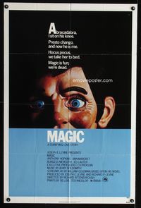 3d534 MAGIC one-sheet '78 Richard Attenborough, ventriloquist Anthony Hopkins, creepy dummy image!