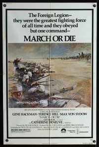 3d572 MARCH OR DIE Tom Jung Battle Style 1sh '76 Gene Hackman, Terence Hill