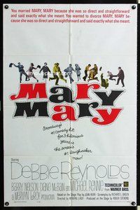 3d580 MARY MARY one-sheet poster '63 Debbie Reynolds, Barry Nelson, Michael Rennie, musical comedy!