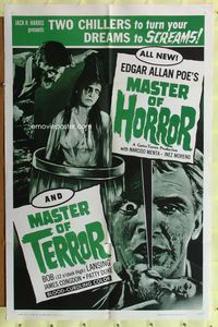 3d584 MASTER OF HORROR/4D MAN one-sheet movie poster '65 two chillers, wild horror images!