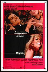 3d590 MAYERLING one-sheet poster '69 no woman could satisfy Omar Sharif until Catherine Deneuve!