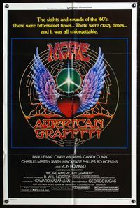 3d612 MORE AMERICAN GRAFFITI style A one-sheet poster '79 Ron Howard, cool Mouse/Kelley artwork!