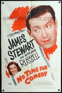 3d651 NO TIME FOR COMEDY one-sheet poster R46 Jimmy Stewart, Rosalind Russell, Genevieve Tobin