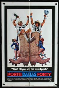 3d655 NORTH DALLAS FORTY one-sheet '79 Nick Nolte, great wild Texas football art by Morgan Kane!