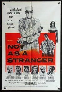 3d657 NOT AS A STRANGER one-sheet '55 doctor Robert Mitchum, Olivia De Havilland, Frank Sinatra