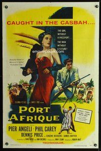 3d727 PORT AFRIQUE one-sheet poster '56 art of super sexy Pier Angeli caught in the Casbah with gun!