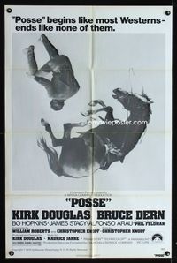 3d728 POSSE one-sheet movie poster '75 Kirk Douglas, Bruce Dern, bizarre falling image!