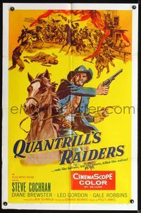 3d739 QUANTRILL'S RAIDERS one-sheet '58 Steve Cochran, Diane Brewster, Leo Gordon, Gale Robbins