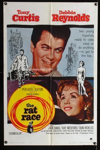 3d755 RAT RACE one-sheet movie poster '60 Debbie Reynolds, Tony Curtis, Jack Oakie, Don Rickles