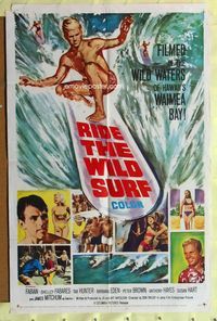 3d771 RIDE THE WILD SURF one-sheet movie poster '64 Fabian, most classic surfing artwork image!
