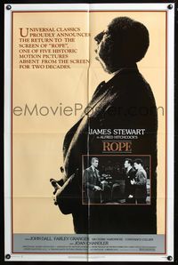 3d787 ROPE one-sheet poster R83 classic profile of Alfred Hitchcock, Jimmy Stewart, Farley Granger