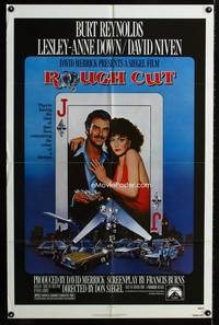 3d791 ROUGH CUT one-sheet movie poster '80 Burt Reynolds, David Niven, cool playing card artwork!