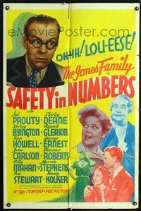 3d795 SAFETY IN NUMBERS one-sheet '38 Jones Family, Jed Prouty, Shirley Deane, Spring Byington