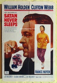 3d803 SATAN NEVER SLEEPS one-sheet '62 Leo McCarey, William Holden, Clifton Webb, France Nuyen