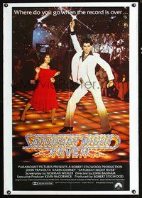 3d804 SATURDAY NIGHT FEVER int'l one-sheet poster '77 best image of disco dancer John Travolta!
