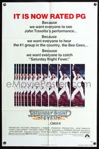 3d805 SATURDAY NIGHT FEVER rated PG one-sheet poster R1979 best image of disco dancer John Travolta!