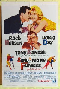 3d815 SEND ME NO FLOWERS one-sheet movie poster '64 Rock Hudson, Doris Day, Tony Randall