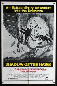 3d825 SHADOW OF THE HAWK one-sheet movie poster '76 wild art of avenging Native American spirits!