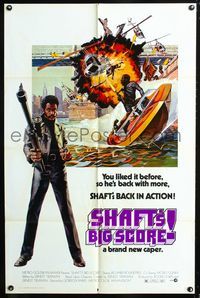 3d826 SHAFT'S BIG SCORE one-sheet poster '72 great artwork of mean Richard Roundtree with big gun!