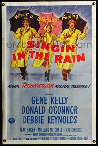 3d842 SINGIN' IN THE RAIN 1sheet R62 Gene Kelly, Donald O'Connor, Debbie Reynolds, classic musical!