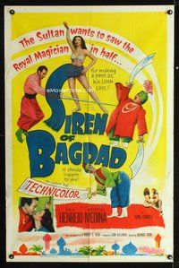3d844 SIREN OF BAGDAD one-sheet movie poster '53 Paul Henreid, sexy half-dressed Patricia Medina!