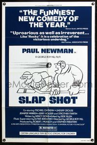 3d851 SLAP SHOT style B one-sheet movie poster '77 hockey, Paul Newman, cool comic art by R.G.!